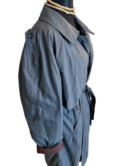 Valmeline Vintage Mantel Oversize Gr. 44 46 48 XXL lang Dunkelgrau Weinrot 80er 90er Trench