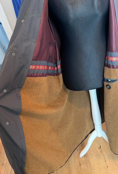 Valmeline Vintage Mantel Oversize Gr. 44 46 48 XXL lang Dunkelgrau Weinrot 80er 90er Trench