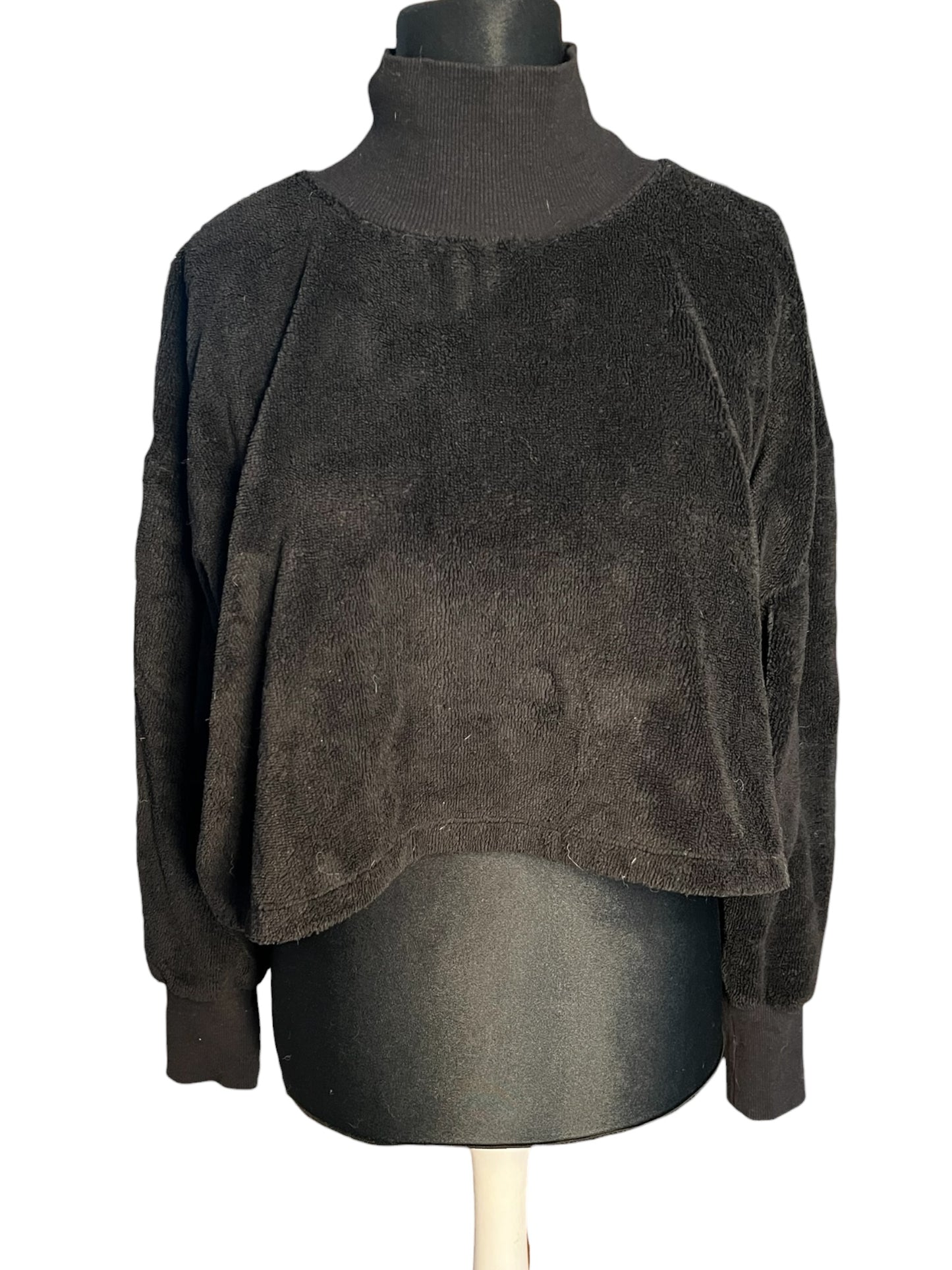 Sara's Choice: Internet Doll Teddy Fleece Cropped Pullover schwarz Gr 40 42 44 Oversize Fit XL – Dark Alternative
