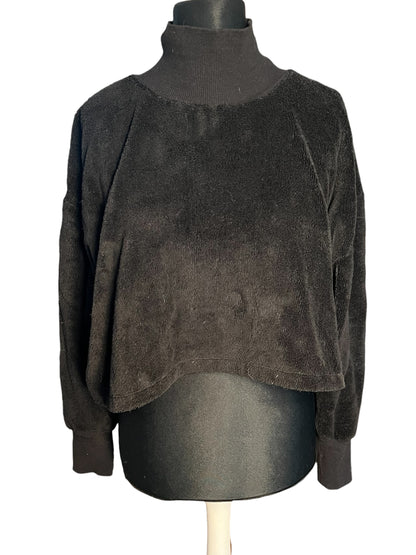 Sara's Choice: Internet Doll Teddy Fleece Cropped Pullover schwarz Gr 40 42 44 Oversize Fit XL – Dark Alternative
