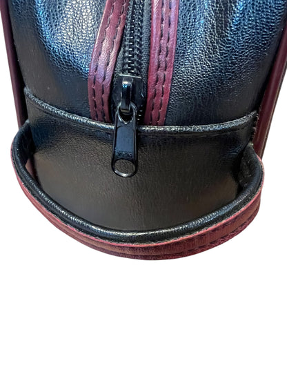 Vintage Pierre Cardin Kulturtasche Leder schwarz weinrot Herren Tasche Reise Kosmetik 80s 90s