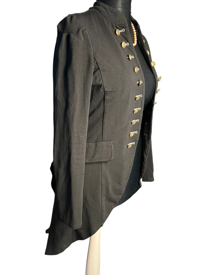 Sara's Choice: Voyelles Military Long Blazer Cardigan Baumwolle schwarz| Gr. 36 38 S M | Dark Alternative