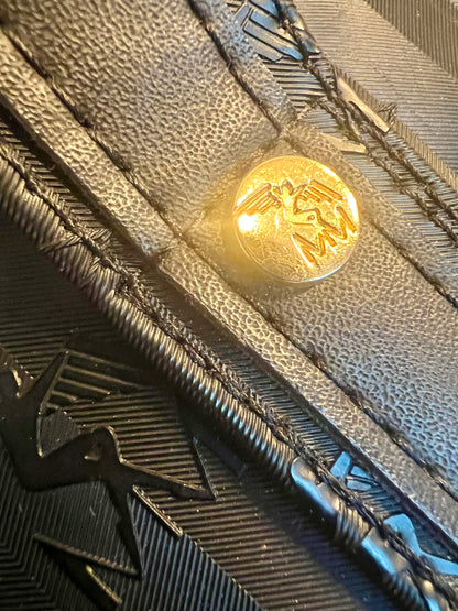 Vintage Mollerus Tasche Modell 624390 • Schwarz/Gold • Logo Emblem • Große Schultertasche