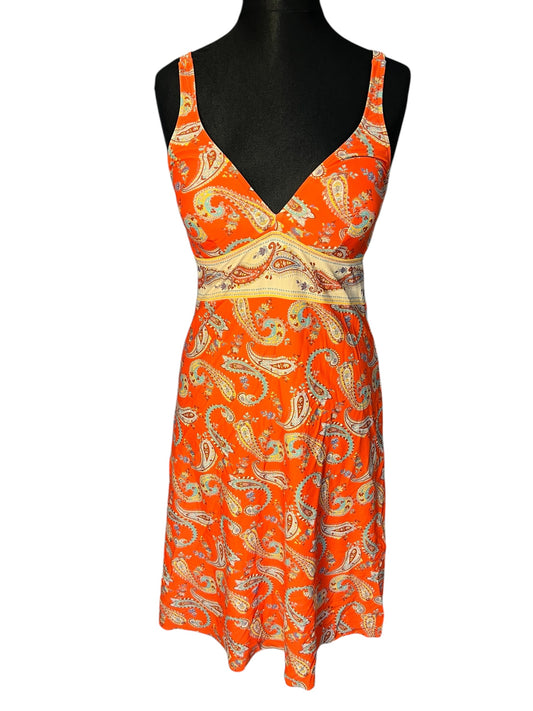 Vintage Alba Moda Kleid 36 38 Y2K Paisley Orange Beach Swim Dress Bodycon Badekleid