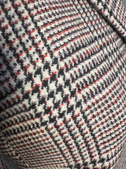 Vintage Windsor Blazer kariert Gr. 38 | Schurwolle Designer Blazer Schwarz Weiß Rot | Karoblazer Business Chic | Tailored Jacket