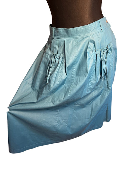 Vintage 90s Rock Petrol ALinie Falten Schleifen Lodenfrey Baumwolle Gr 38 / 40 High Waist