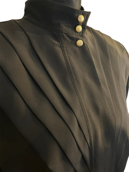 Vintage Alexander Bluse Gr. 40 80er | Schwarz | High Neck | Dark Fashion Statement