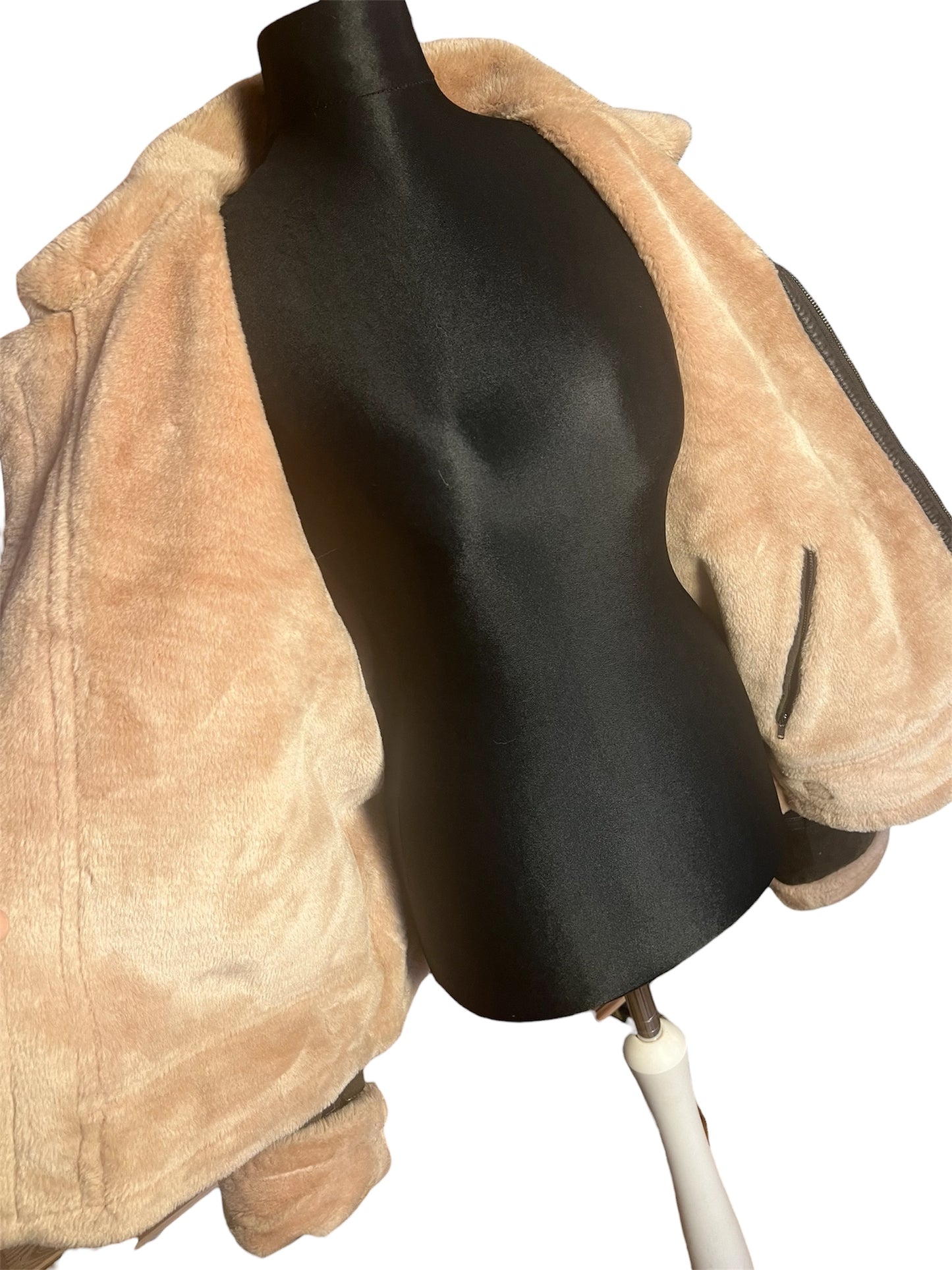 Vintage Lederjacke Echtleder Teddyfutter Unisex 42 L XL kastig Boxy 90s Y2K braun grün Conbipel