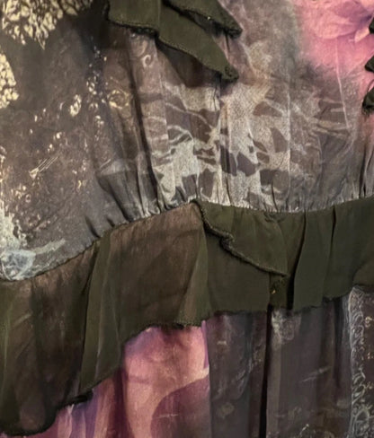 Y2K Vintage Kleid Best Time Gr. 36 | Kurz & luftig | Volants Schwarz Lila Beere S