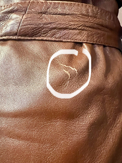 Vintage Ledermantel Cognac Braun Lang | Echtleder Mantel mit Gürtel | Gr. 40 - 42 / M 48 | 90s Retro Trench Mantel Unisex