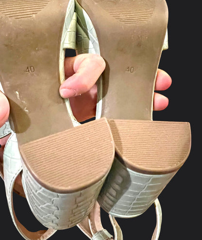 Mintgrüne Kroko Plateau-Sandaletten Gr. 40 – Y2K High Heels mit Blockabsatz von XIT