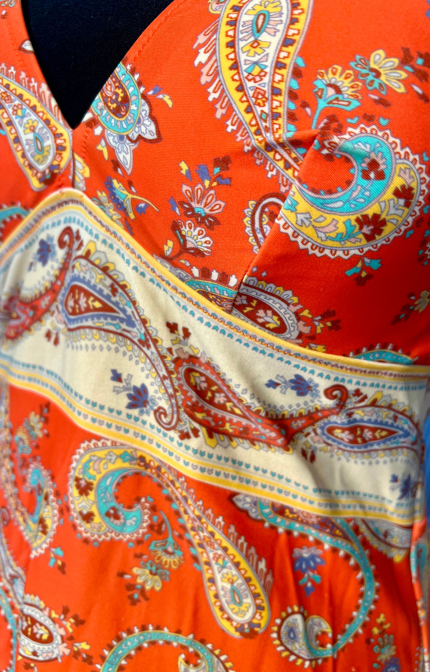 Vintage Alba Moda Kleid 36 38 Y2K Paisley Orange Beach Swim Dress Bodycon Badekleid
