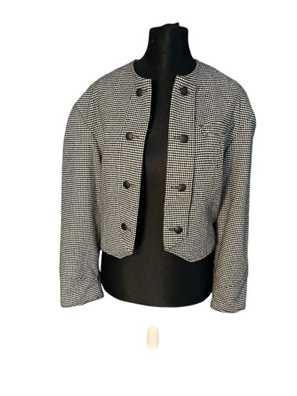 Midway Clothing Co. Vintage Kurzblazer 36 38 S Hahnentritt Schwarz Weiss 80s Oversize Wolle