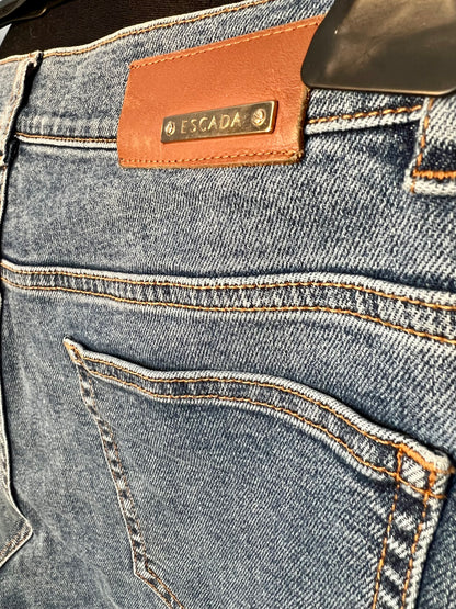 Escada Jeans Gr 40 M Medium Blue Strass Straight Fit Logo Detail Vintage y2k 2000er