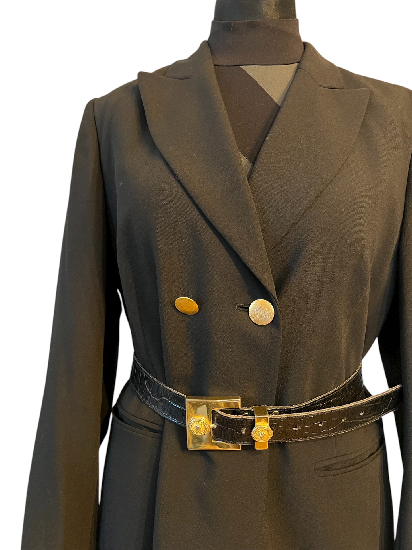 Rosner Vintage Blazer „Domingo“ Schwarz mit Goldknöpfen | Oversized 80s Style | Gr. 38