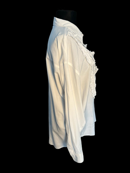 Sara's Choice: Vintage Bluse Rüschen weiss | Gr. 44 46 XL | Dark Alternative