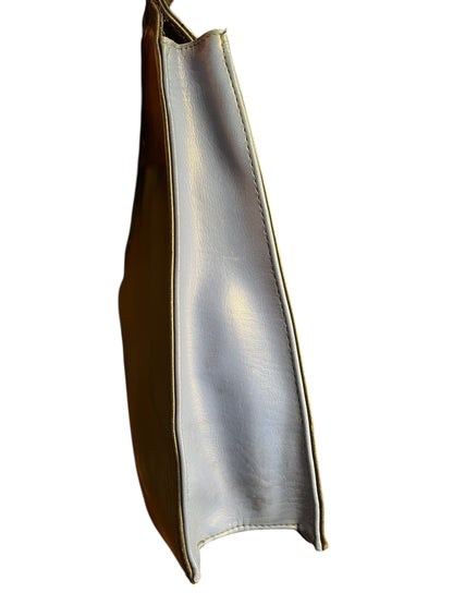 Vintage Leder Umhängetasche 80s – geometrisches Rautendesign – schwarz/blau – Statement Tasche