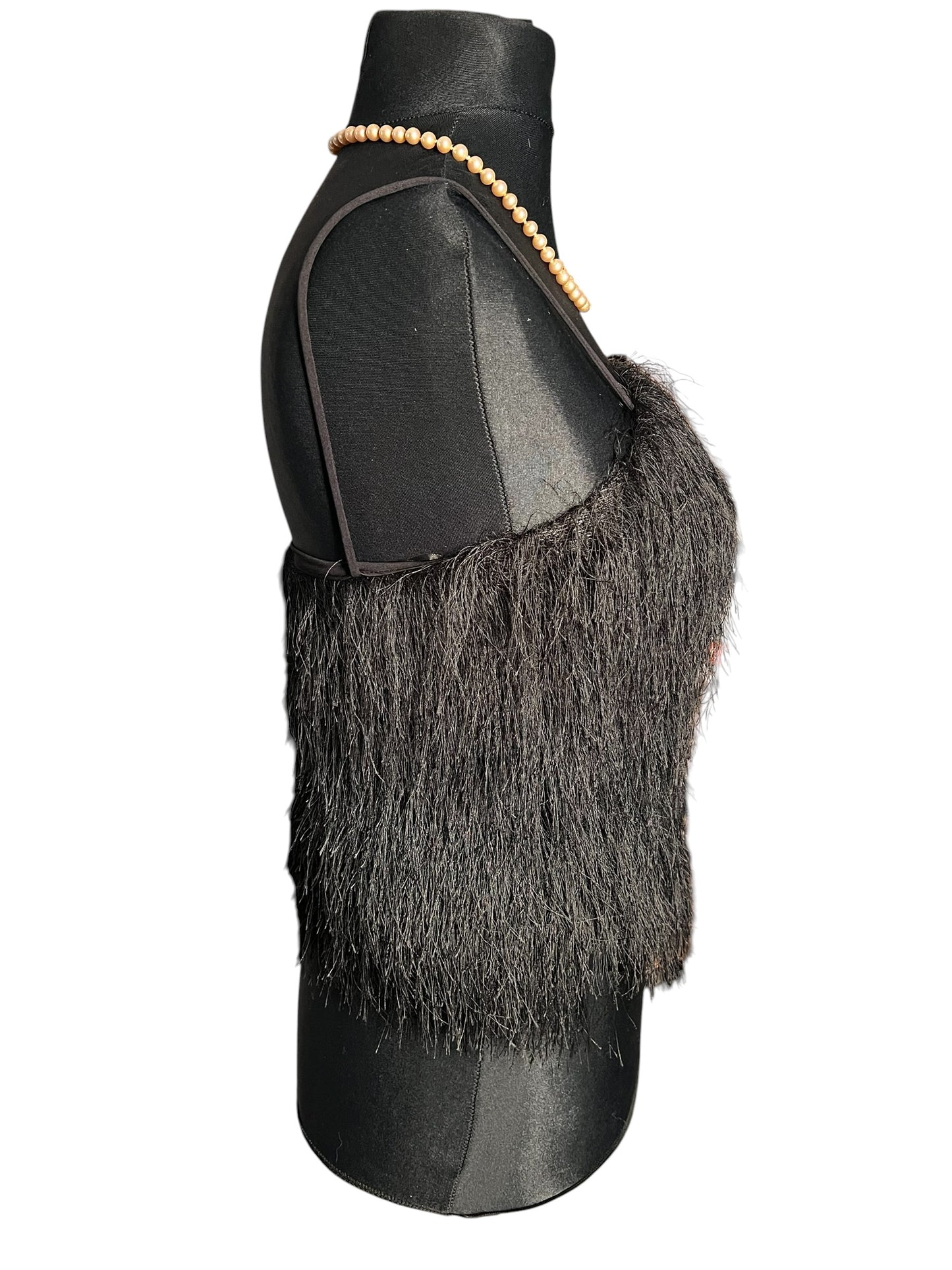 Sara's Choice: H&M – Träger Top mit Fransen Fäden schwarz  | Gr 34 XS 36 S | Dark Alternative