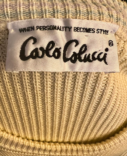 Vintage Carlo Colucci Pullover L/XL – Made in West Germany, Elefanten Motiv, Vanille 80s