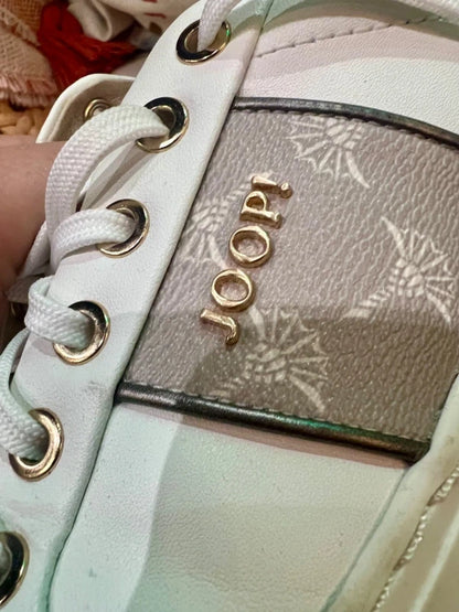 JOOP! Sneaker Leder Weiß Beige Gold Gr. 38 Designer Clean Girl Old Money Trend Premium Turnschuhe