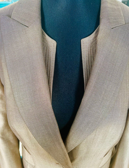 Vintage Escada Blazer – Braun | Schurwolle & Seide | Gr. 40 M (passt 38 / 40)