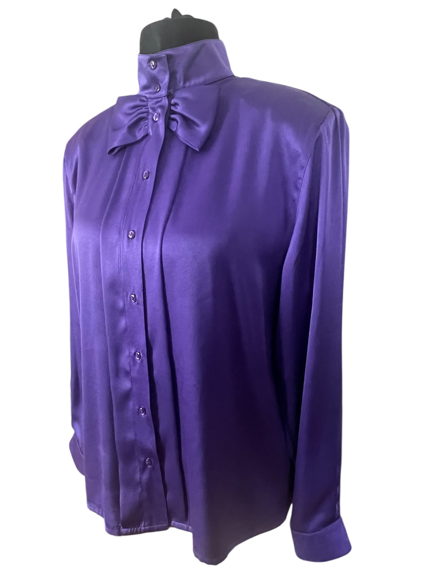 Statement Vintage Bluse 40 M Lila Satin | 80s/90s Dark Fashion Alexander