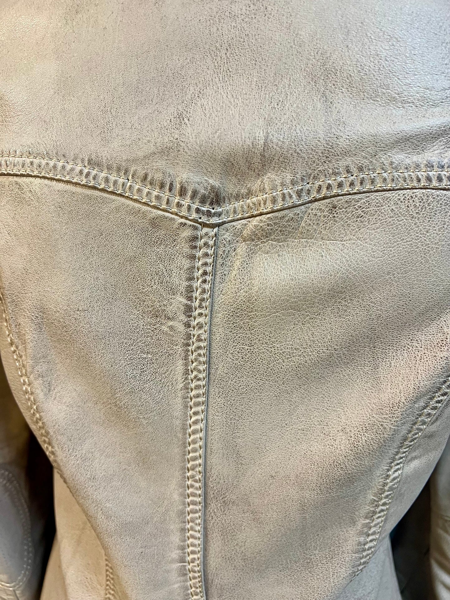 Gipsy Mauritius Lederjacke Damen Gr. S – 100% Echtleder – Blazer-Biker Mix – Beige Used Look