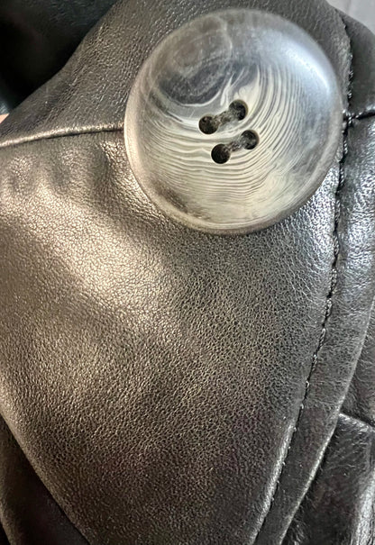 Vintage 80s Ledermantel Gr. L Schwarz • Echtleder Nappaleder • Oversize Long Coat • Schulterbetont