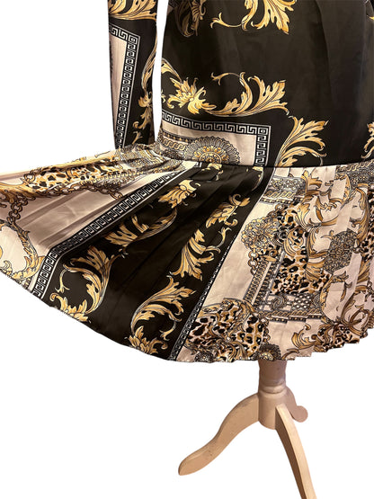 Take Two Kleid S 36 Barock Gold Schwarz Leo Print Italy Vintage Y2k Blusenkleid