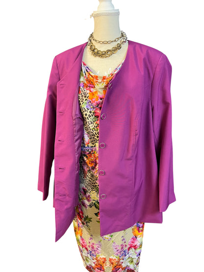 Vintage 90s Blazer Pink Gr. 48 XXL Statement Power Blazer mit pink- silbernen Knöpfen | Y2K Chic