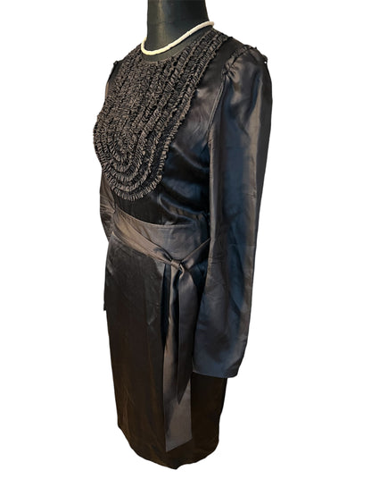 Vintage Kleid By Malene Birger Gr. 38 Elinoa 100 % Seide Schwarz Perlen Knöpfe Taillengürtel