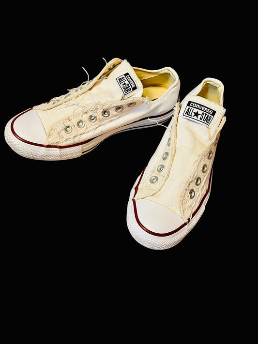 Converse Chuck Taylor Low Turnschuhe 38 Creme Offwhite Canvas Vintage Distressed Look Sneaker