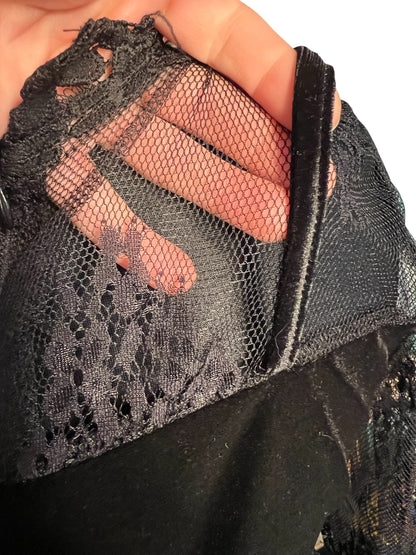 Sara's Choice: Samt Jumpsuit mit Spitze u. Knöpfen – Gr  38 40 M L Dark Alternative