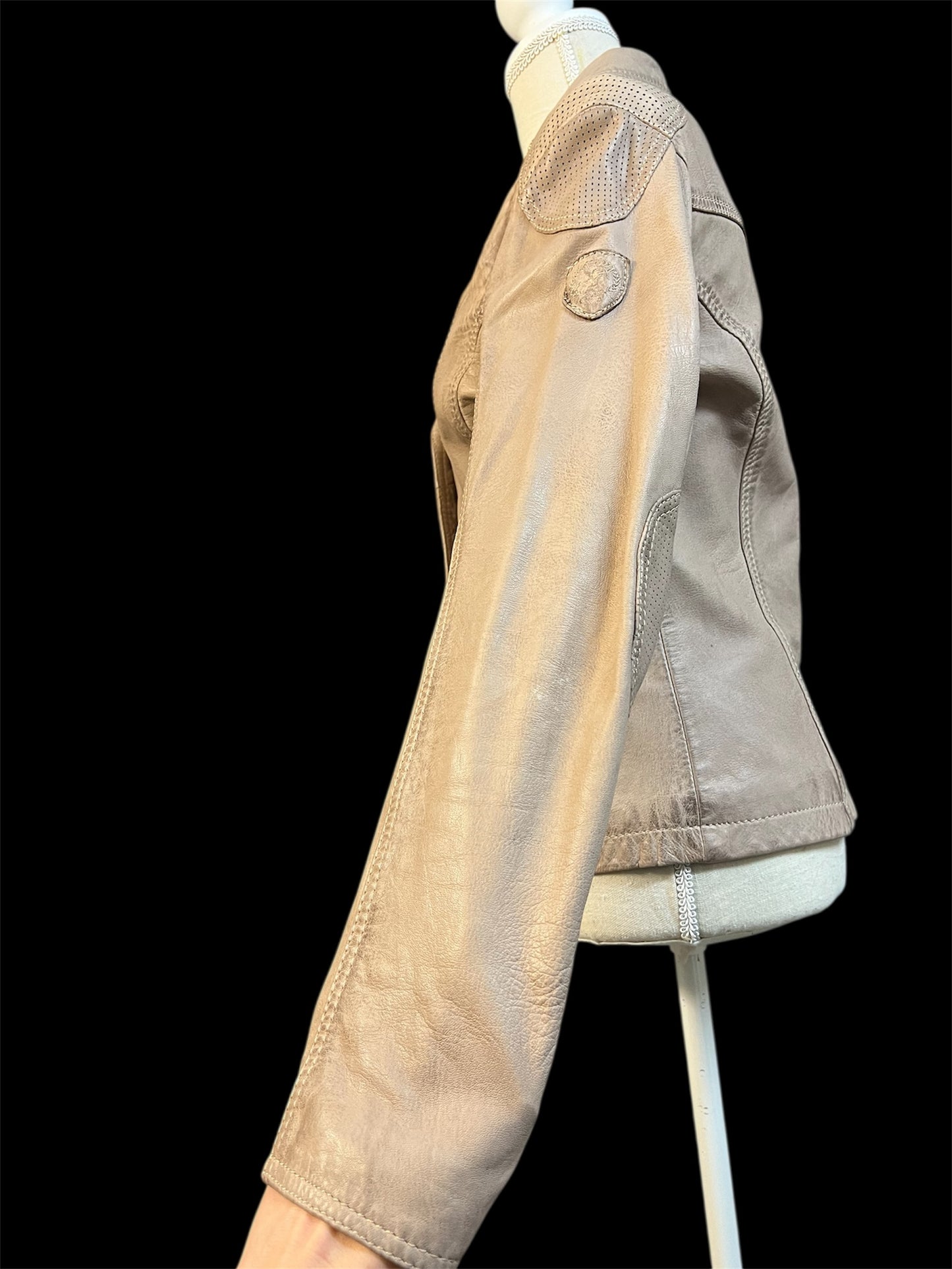 Gipsy Mauritius Lederjacke Damen Gr. S – 100% Echtleder – Blazer-Biker Mix – Beige Used Look