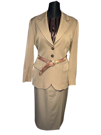 Strenesse Kostüm Damen Gr. 38 – 100% Schurwolle – Eleganter Blazer & Rock – Beige – Business Chic