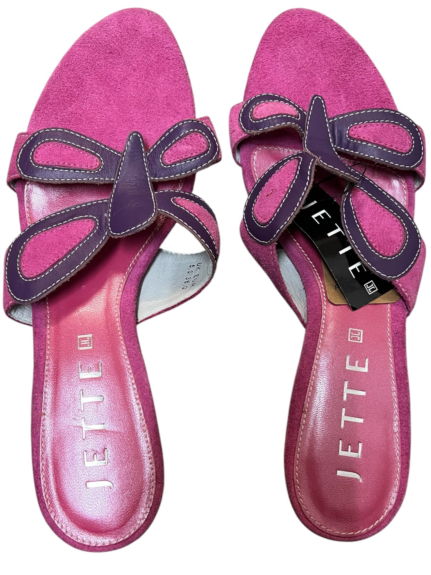 Jette Joop Kitten Heel Mules Gr. 37,5 Pink Lila Wildleder NEU Y2K Barbiecore Gr. 5