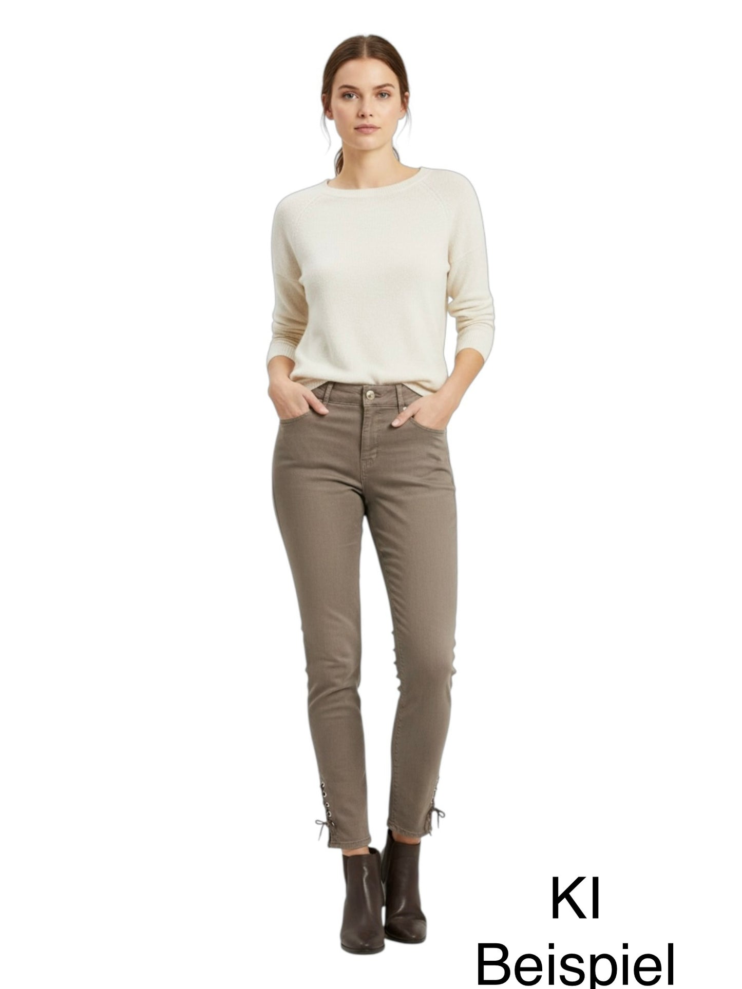 Lascana Jeans grau Schnürung Bein Gr. 38 40 Skinny Lace Up Y2K