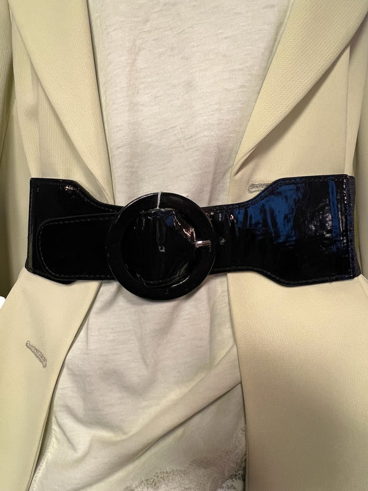 Vintage Taillengürtel schwarz elastisch 80s | breiter Stretchgürtel Damen Gr. 38-44