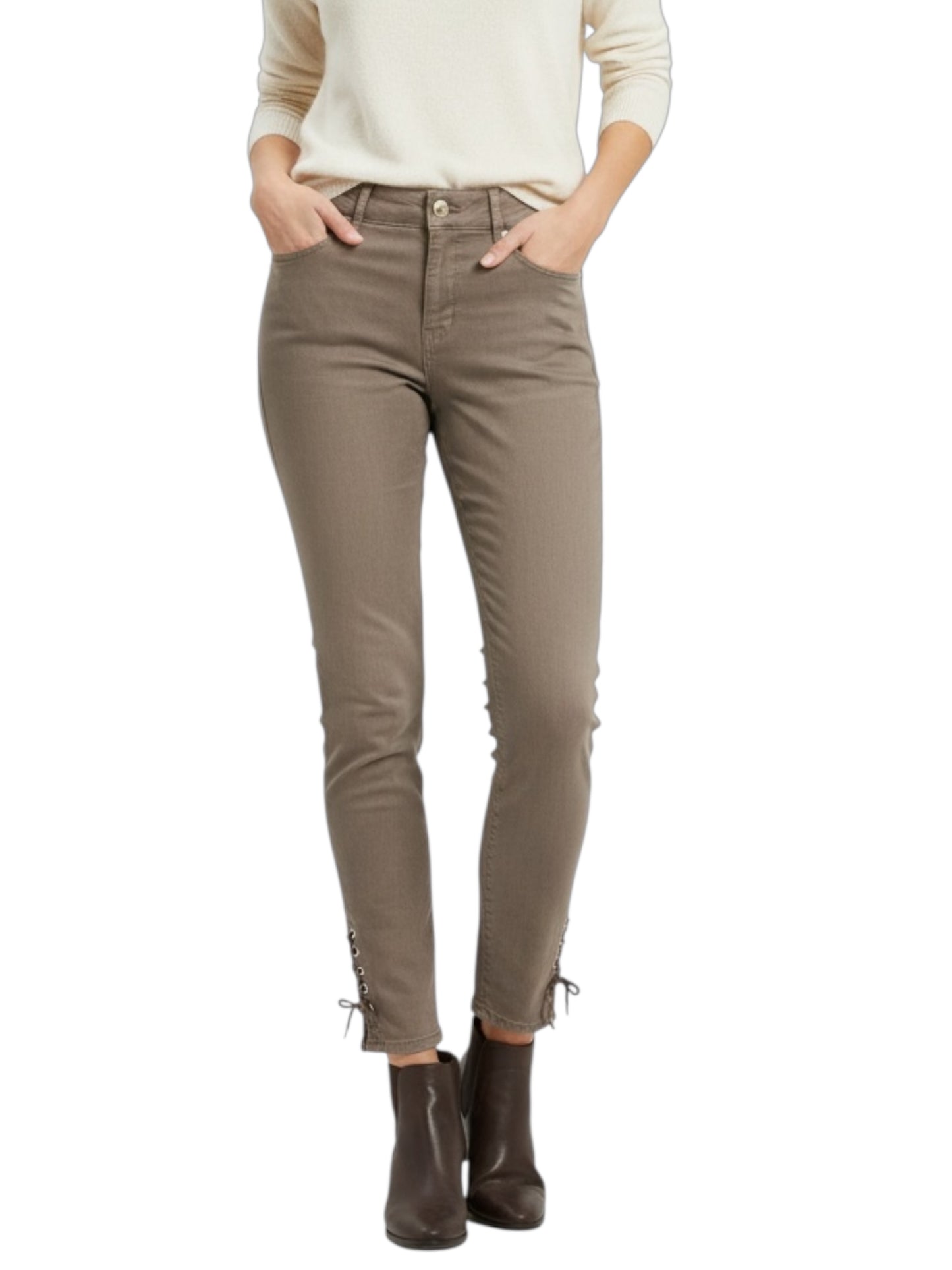 Lascana Jeans grau Schnürung Bein Gr. 38 40 Skinny Lace Up Y2K