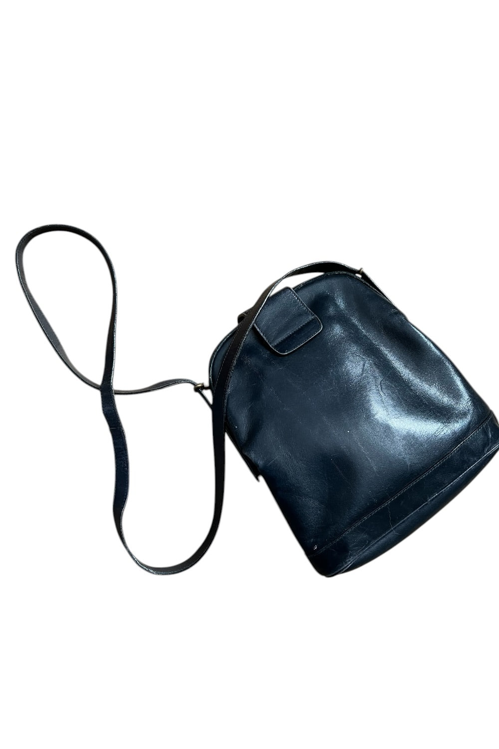 Assima Creation Vintage Leder Tasche dunkelblau Frame Bag Retro Chic