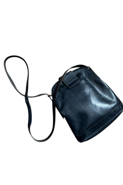 Assima Creation Vintage Leder Tasche dunkelblau Frame Bag Retro Chic