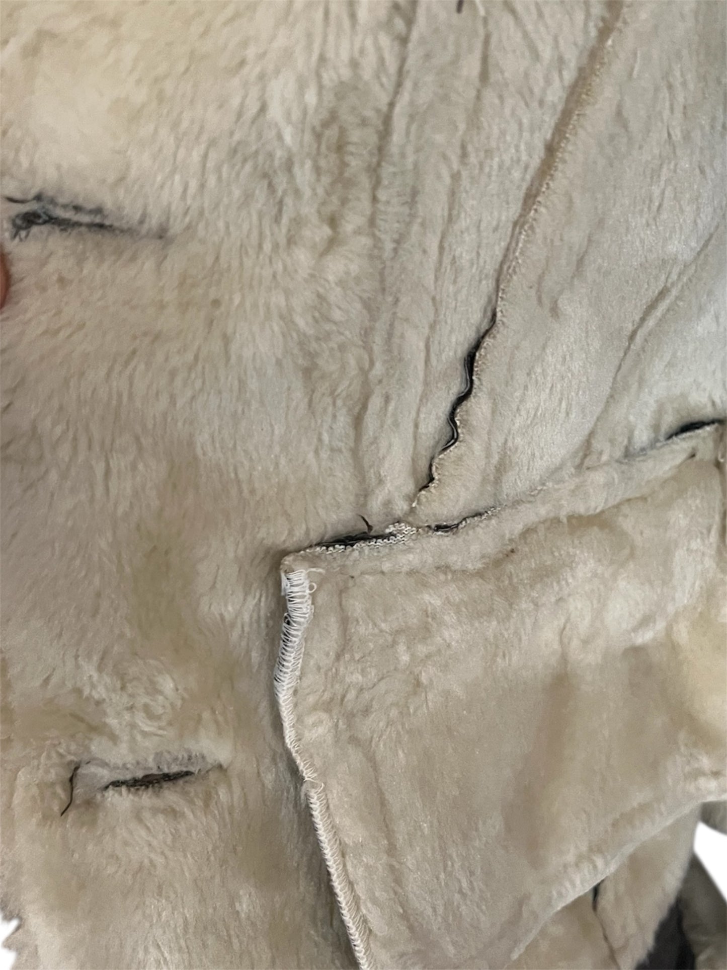 True Vintage Lederjacke XS/34 Braun Teddyfell Pilotenjacke Made in Italy 80s