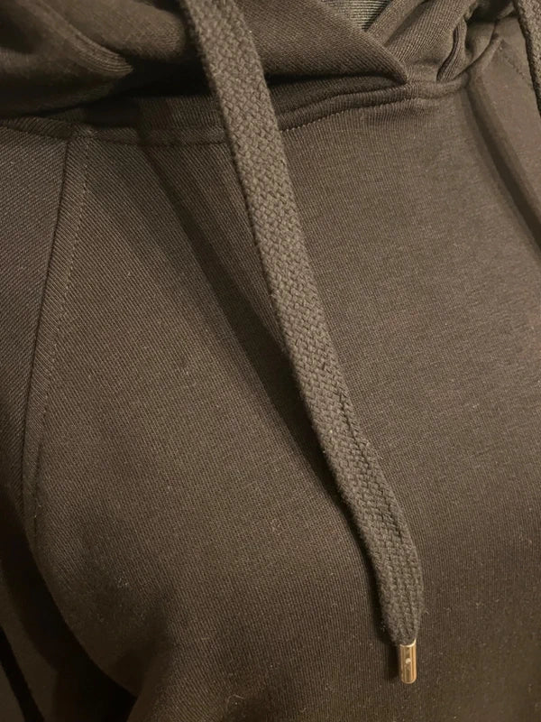 Rose Hoodie „Karl Who?“ Schwarzer Glitzer Sweatpullover Karl Motiv, M Oversized Fit