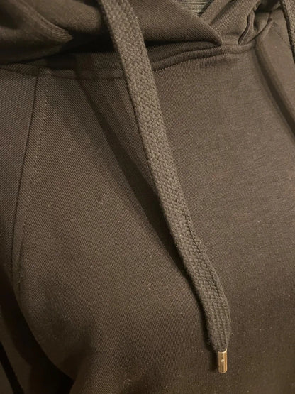 Rose Hoodie „Karl Who?“ Schwarzer Glitzer Sweatpullover Karl Motiv, M Oversized Fit