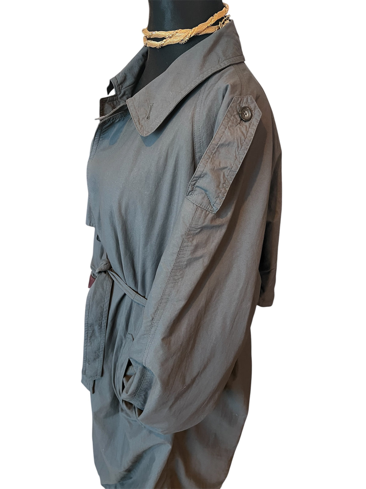 Valmeline Vintage Mantel Oversize Gr. 44 46 48 XXL lang Dunkelgrau Weinrot 80er 90er Trench
