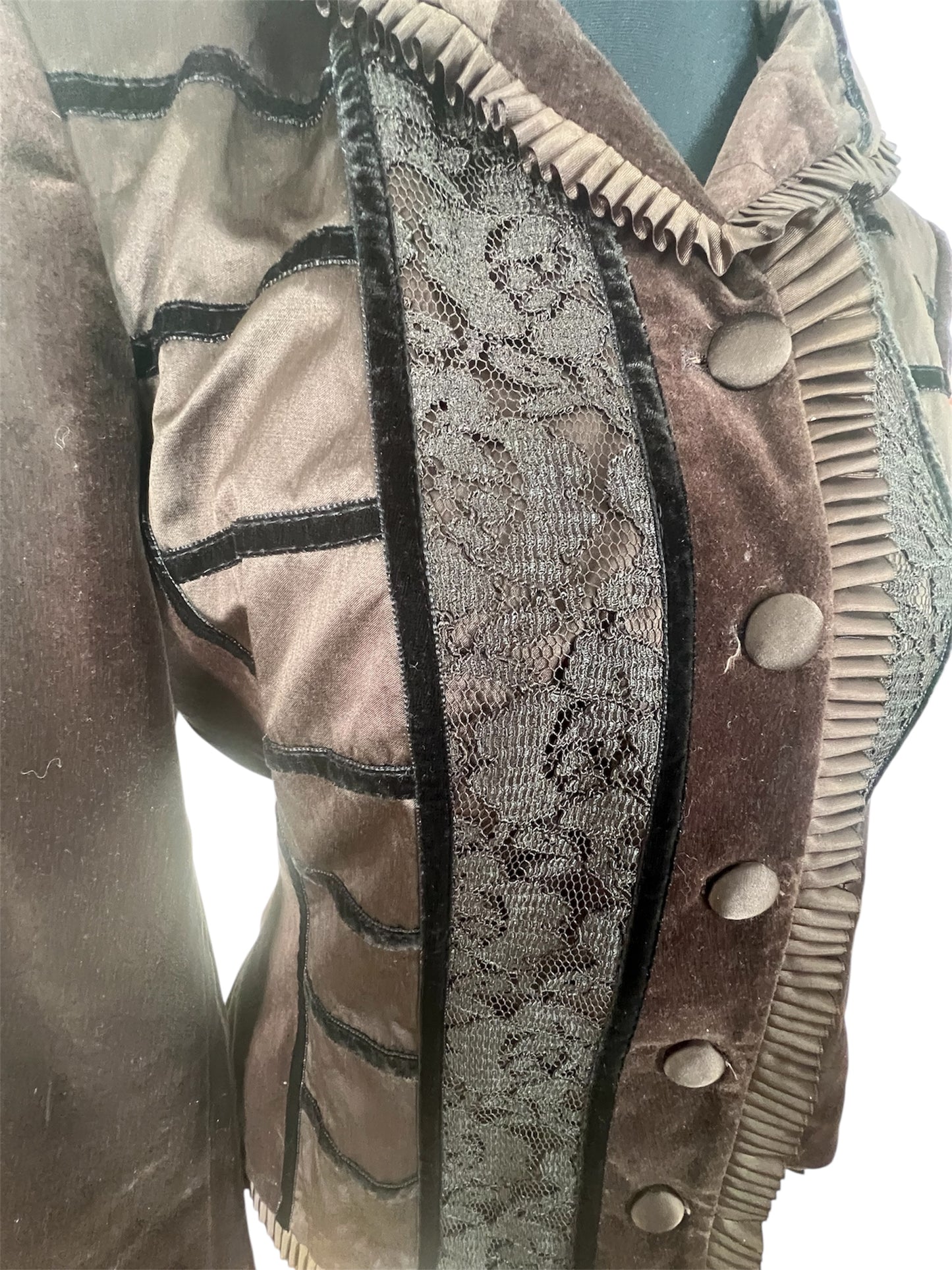 Vintage Samtblazer Braun 90s Victorian Gothic Style | Gr. 40 | Romantisch, Landhaus-Chic