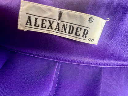 Statement Vintage Bluse 40 M Lila Satin | 80s/90s Dark Fashion Alexander