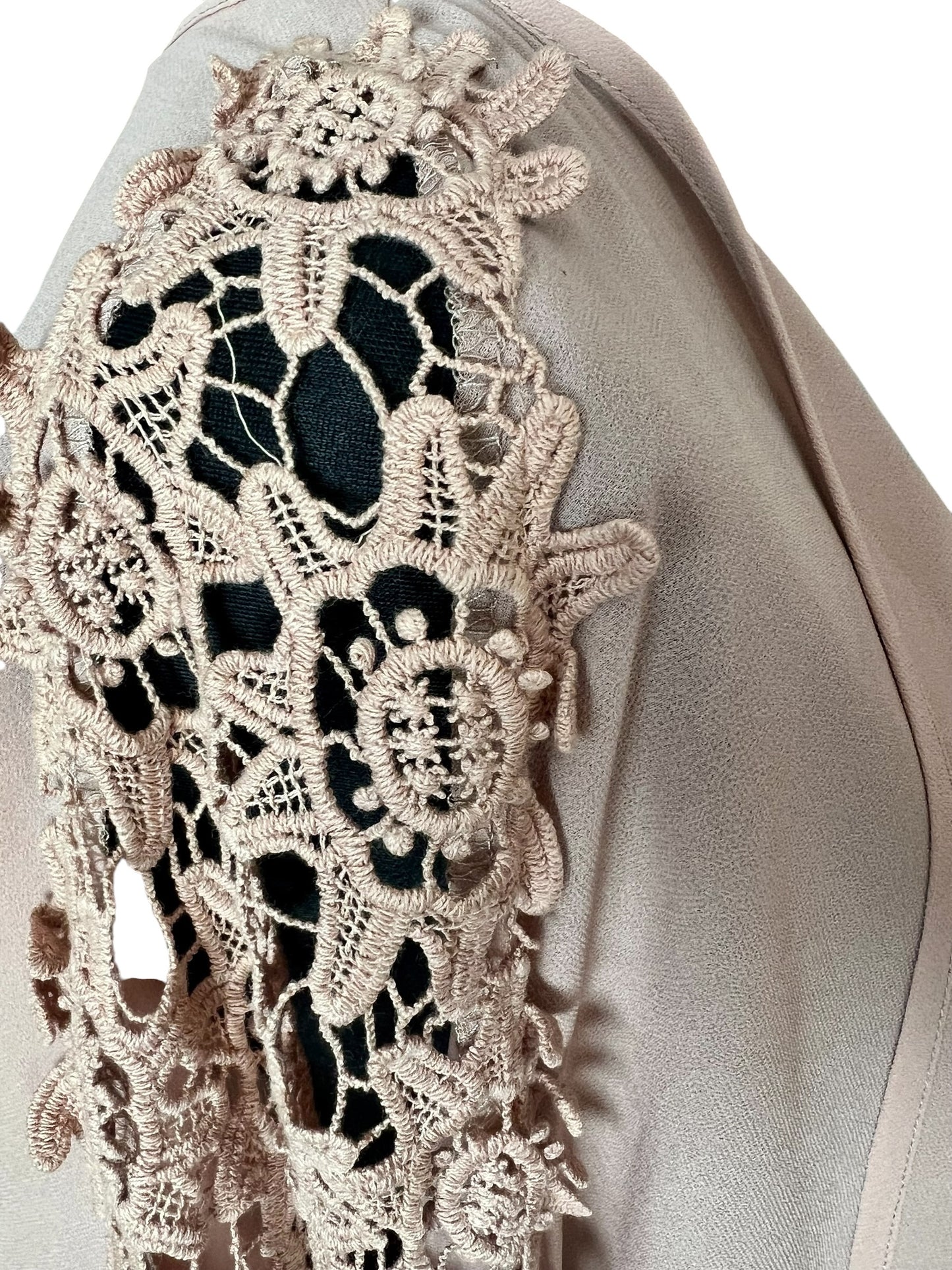 My Hollys Cardigan 36 38 Nude Beige Rosa Spitze Transparent Langarm S M Lace Open Front Sommer Layering Festlich