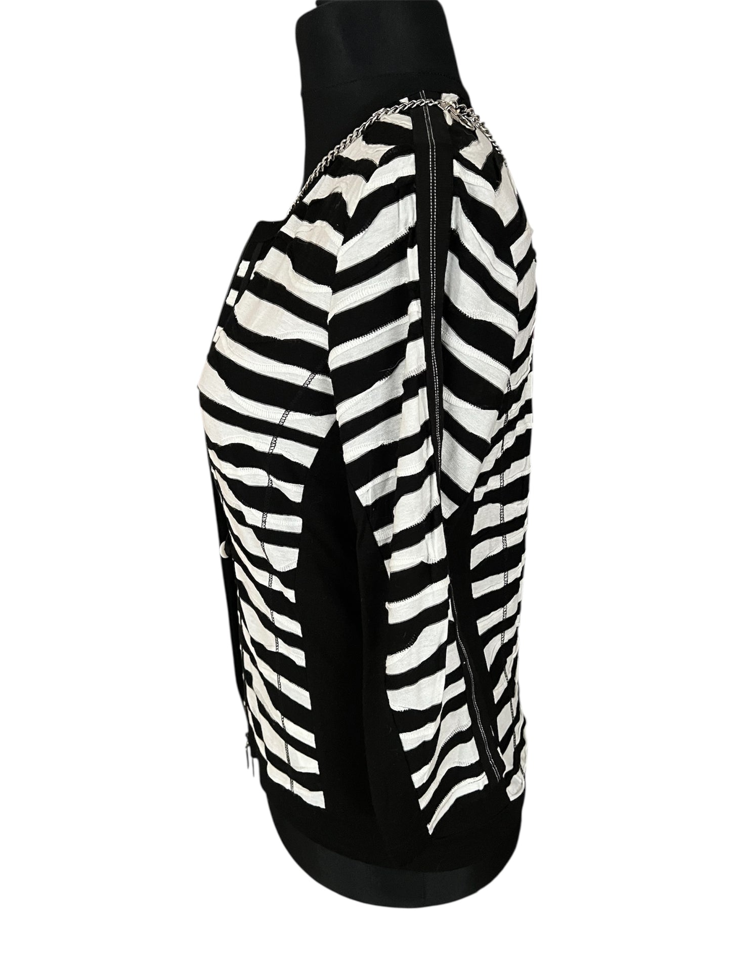 Vintage Gerry Weber Strickjacke | 90s Zebra Struktur Muster | 2-Wege Reißverschluss | Gr. 38 M