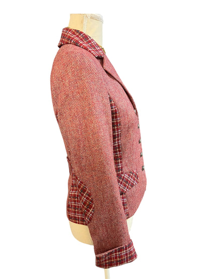 Madeleine Vintage Blazer Gr. 34 | 100% Wolle | Fischgrät | Old Money Preppy | Löwenknöpfe